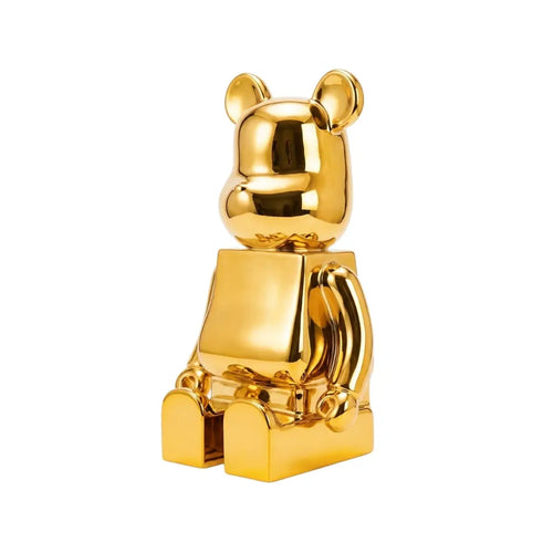 Small 30cm Gold Sitting Bear Sculpture Ivan