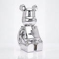 Small 30cm Chrome Sitting Bear Sculpture Ivan