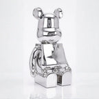 Small 30cm Chrome Sitting Bear Sculpture Ivan