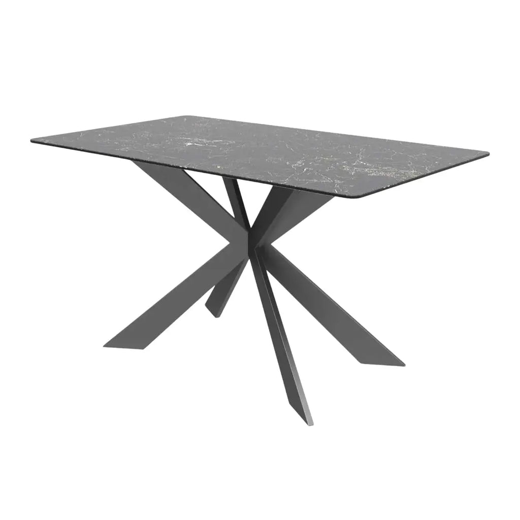 Apollo 1.35m Toughened Glass & Black Ceramic Dining Table Indus Valley