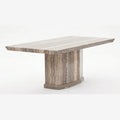 Carville 160cm Brown Pedestal Marble Dining Table (2502) L H International