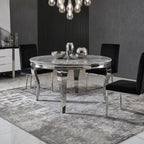Louis 1.3m Round Grey Marble Dining Table Home Store Living