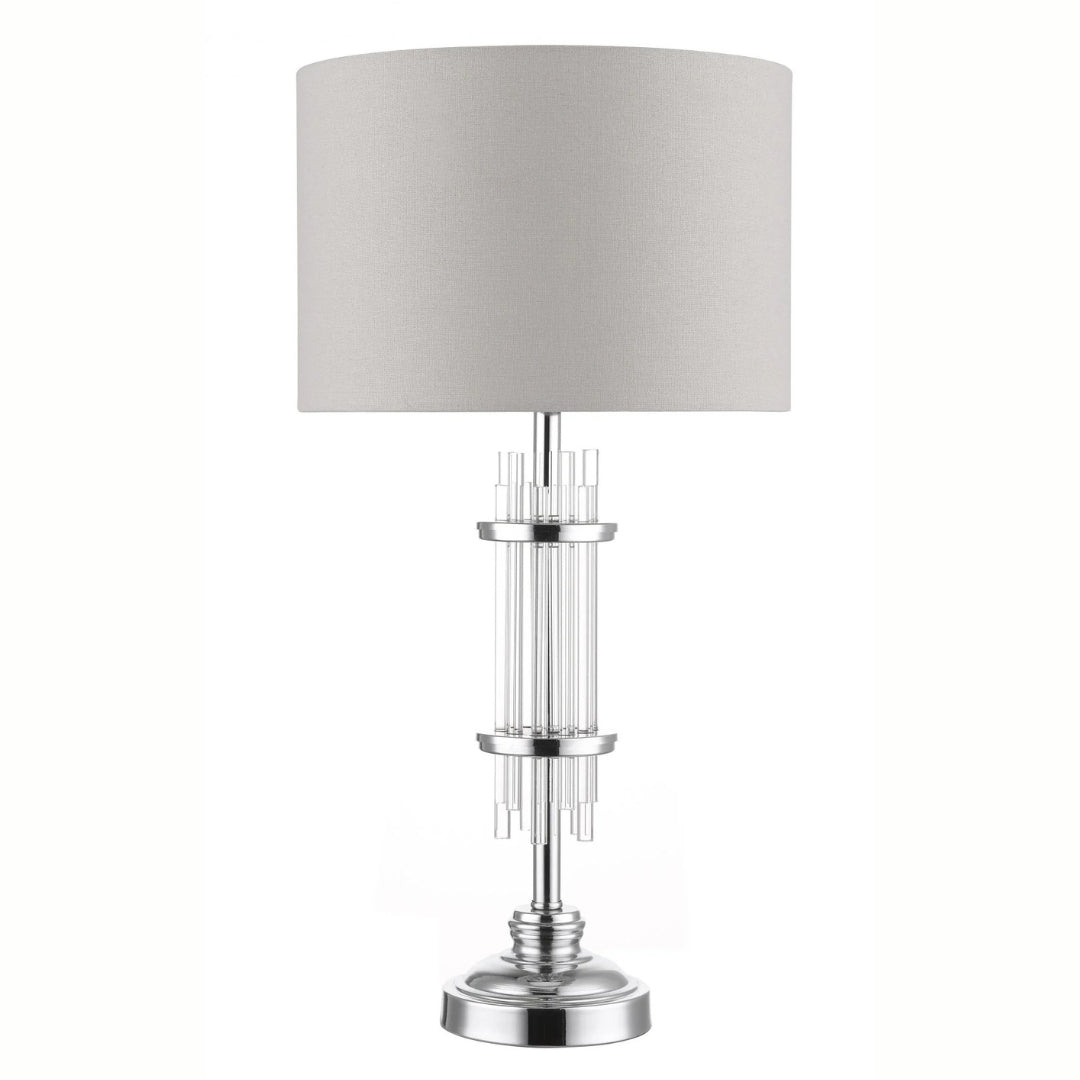 Chrysler Polished Chrome and Crystal Table Lamp c/w Shade Home Store Living