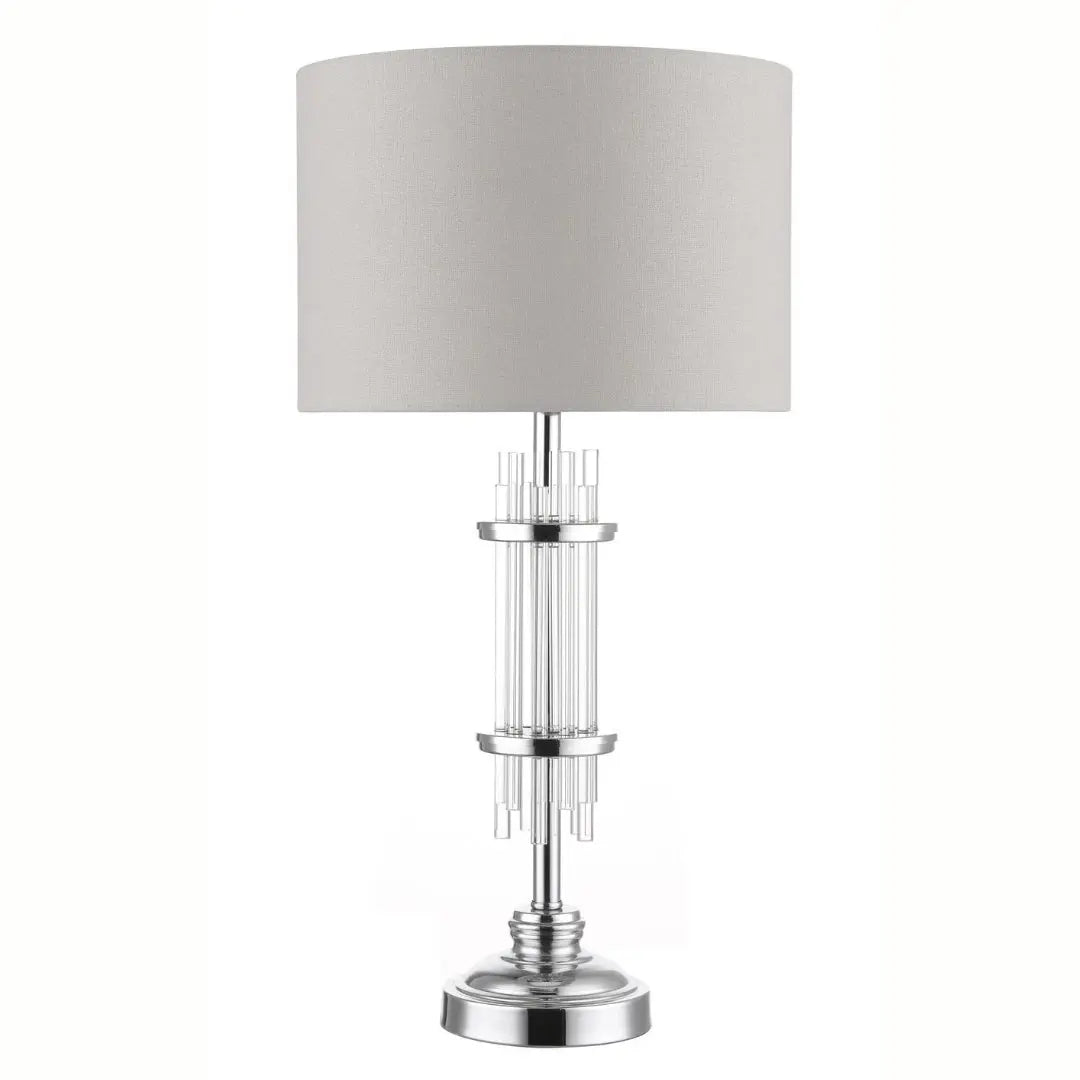 Chrysler Polished Chrome and Crystal Table Lamp c/w Shade Home Store Living
