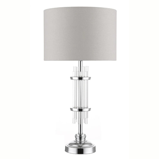 Chrysler Polished Chrome and Crystal Table Lamp c/w Shade Home Store Living