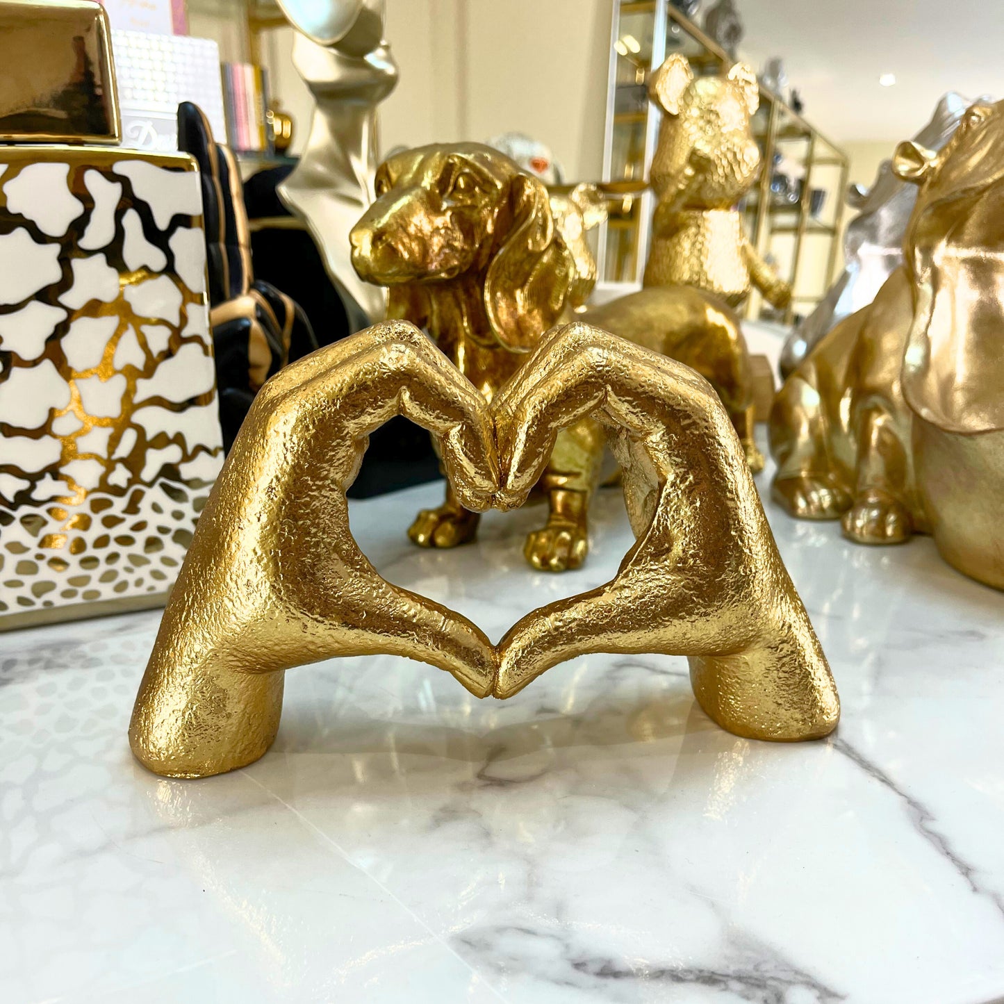 Antique Gold Heart Hands Ornament