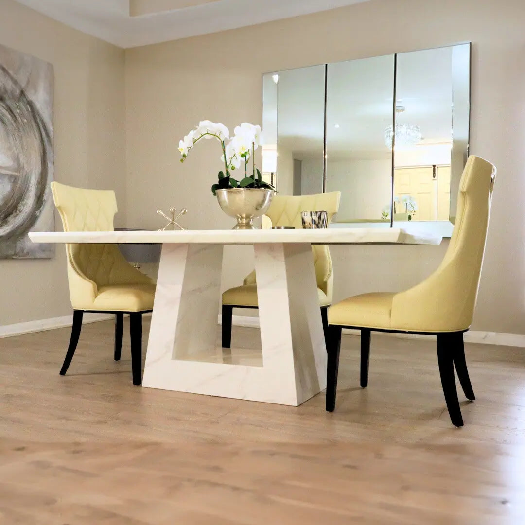 Milan White Marble Top Dining Table 1.6m / 1.8m / 2.0m Home Store Living