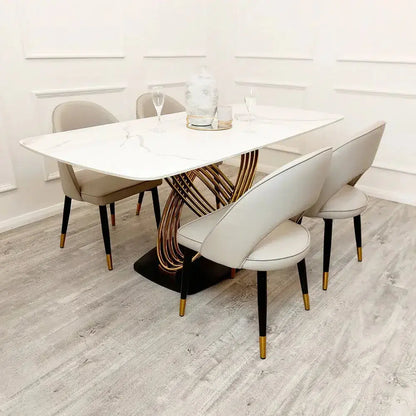 Orion Gold 1.8m Dining Table with Polar White Sintered Stone Top Home Store Living