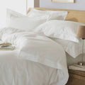 Oxford King Size 200TC Border Panel 100% Cotton Duvet Cover Set White riva home