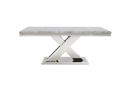 Dolce Rectangle Chrome & Marble Dining Table 1.5m Home Store Living