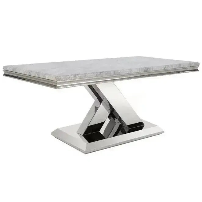 Dolce Rectangle Chrome & Marble Dining Table 1.5m Home Store Living