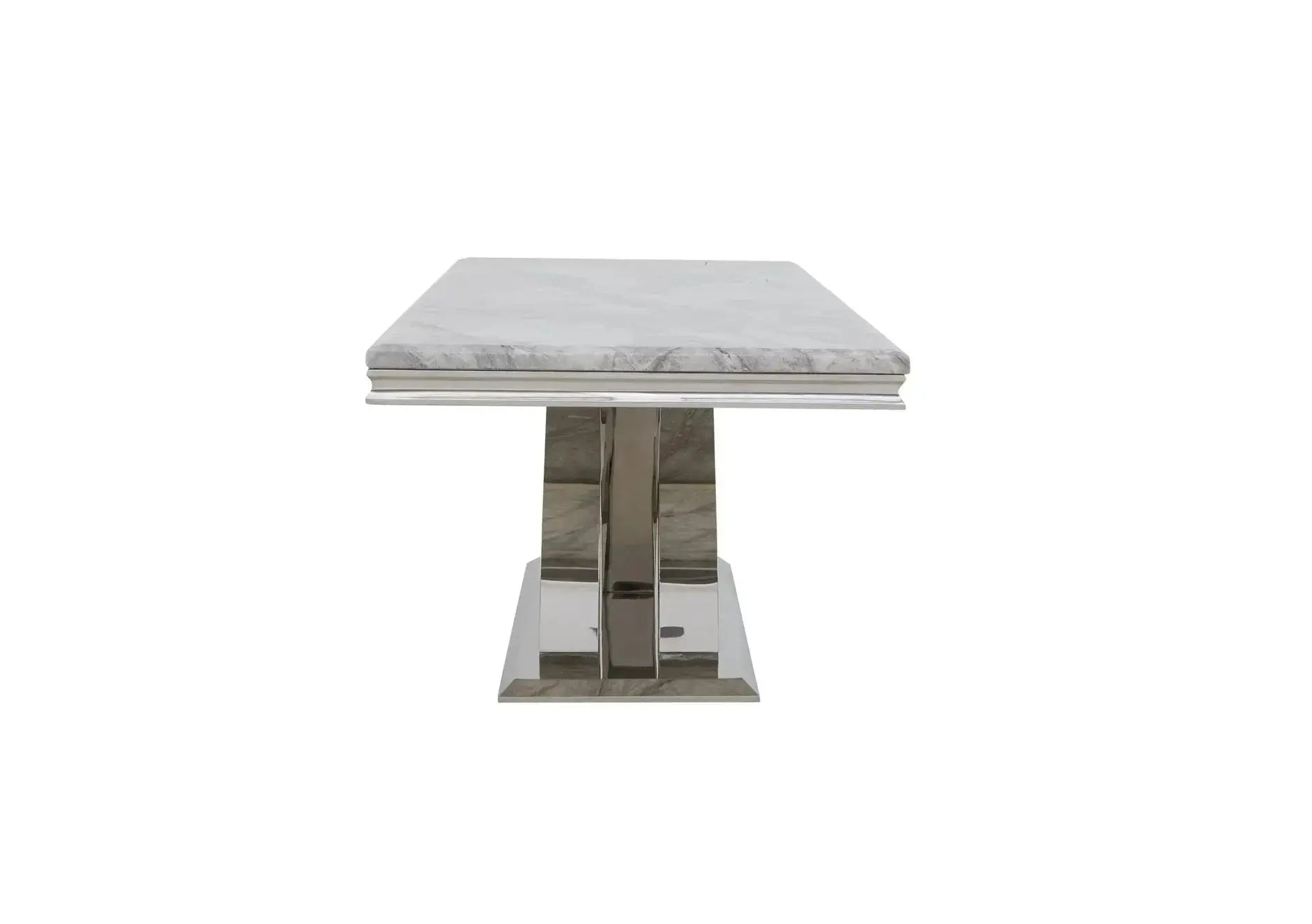 Dolce Rectangle Chrome & Marble Dining Table 1.5m Home Store Living