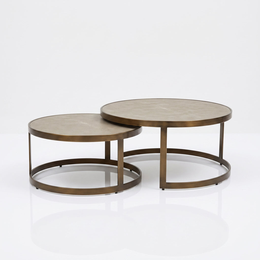 Belgravia Coffee Tables – Nested Gold & Shagreen (Set of 2) Kevin Simba