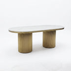 Cassa 1.8m White & Gold Marble Dining Table Home Store Living