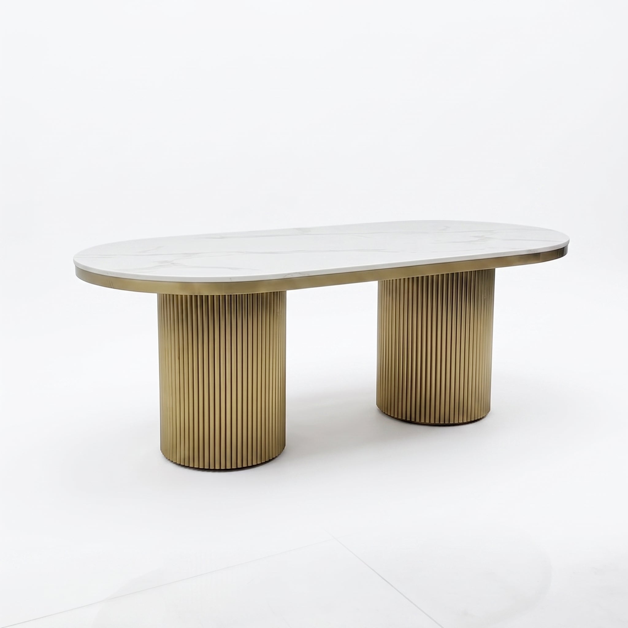 Cassa 1.8m White & Gold Marble Dining Table Home Store Living