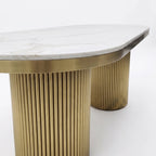 Cassa 1.8m White & Gold Marble Dining Table Home Store Living