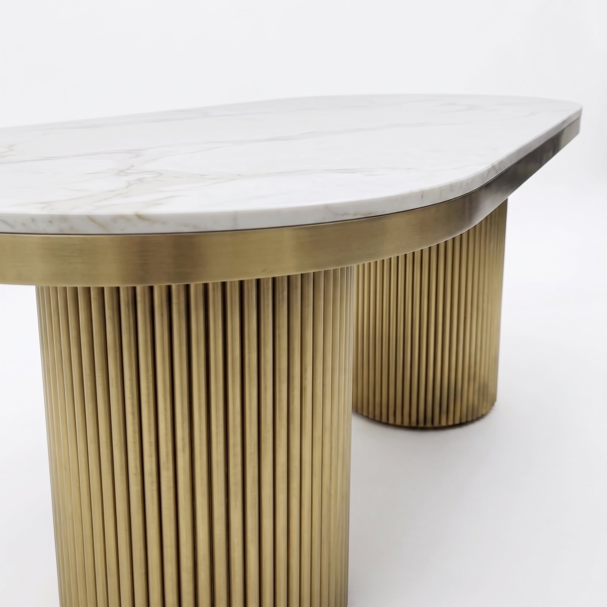 Cassa 1.8m White & Gold Marble Dining Table Home Store Living