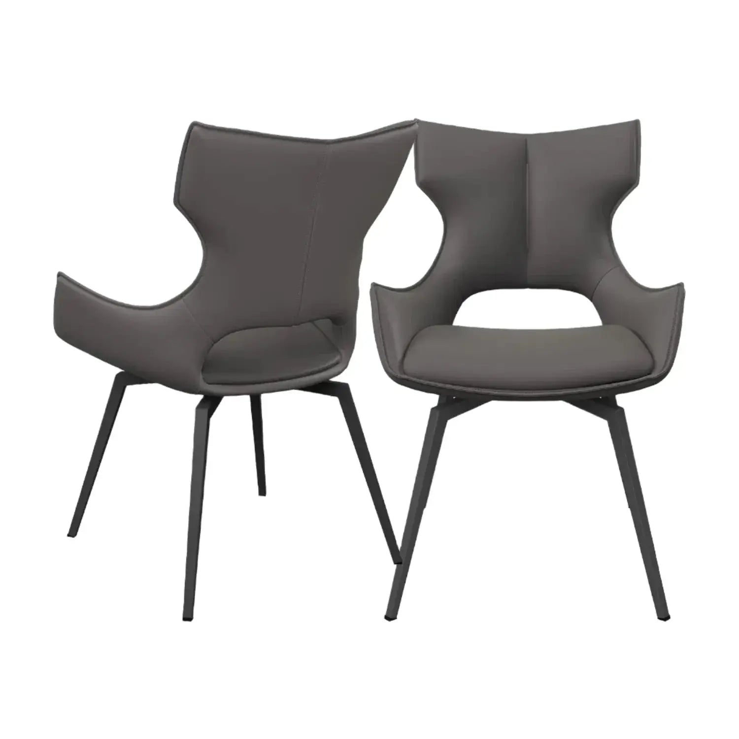 Raffaello Swivel Grey Leather Dining Chair (Set of 2) Torelli