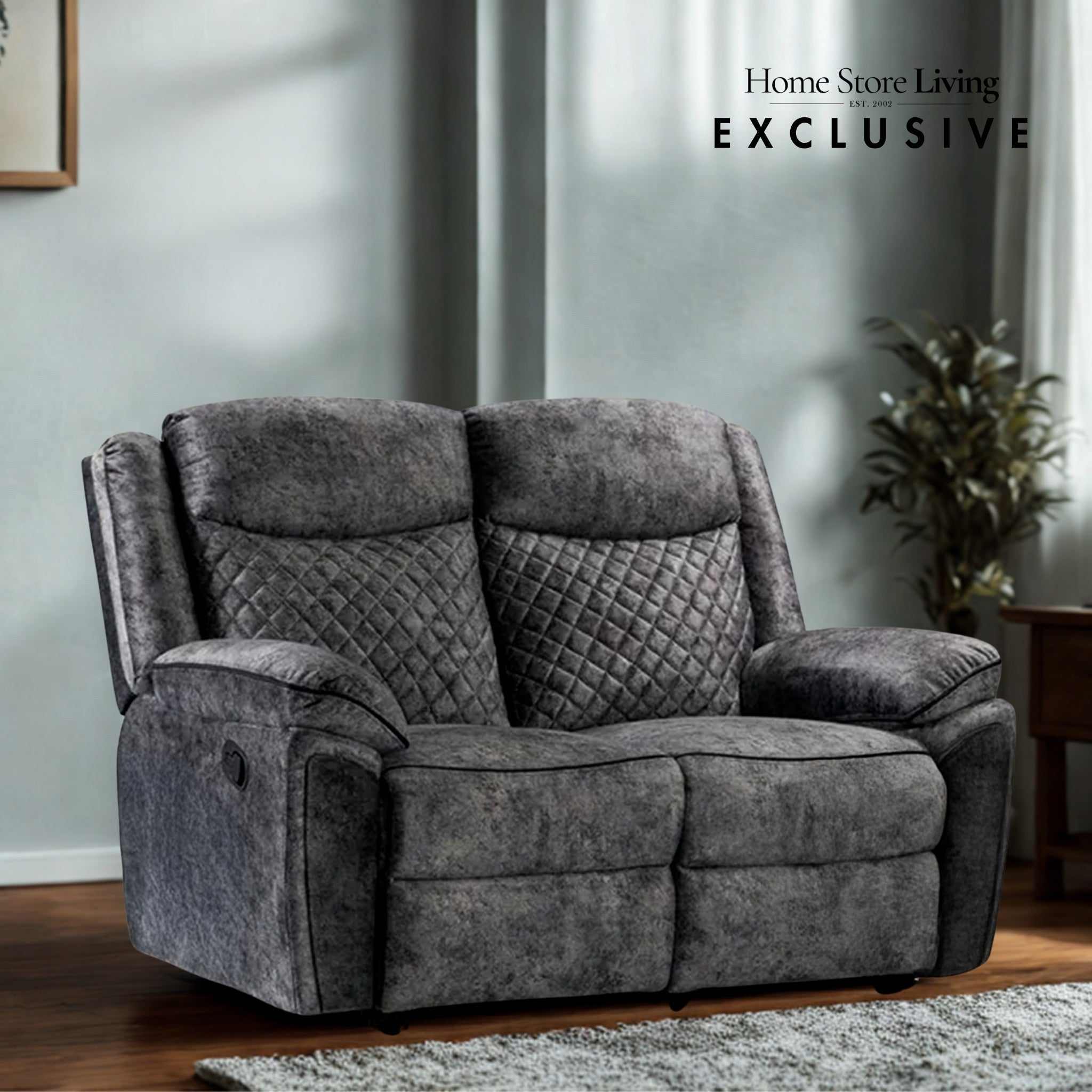 Chelsea 2 Seater Grey Velvet Manual Recliner Sofa rs furniture