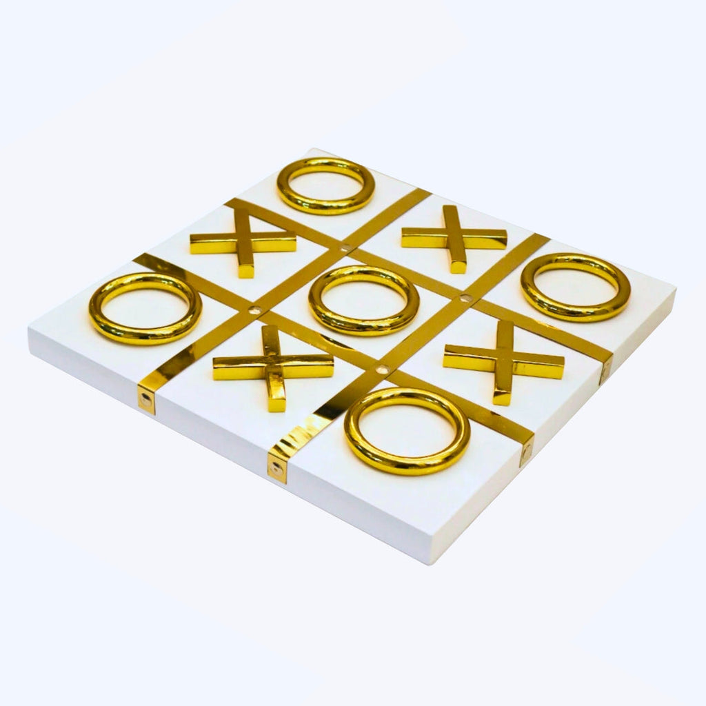 White & Gold Tic-Tac-Toe Game Ornament Ivan
