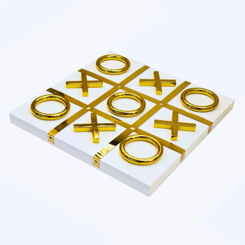 White & Gold Tic-Tac-Toe Game Ornament Ivan