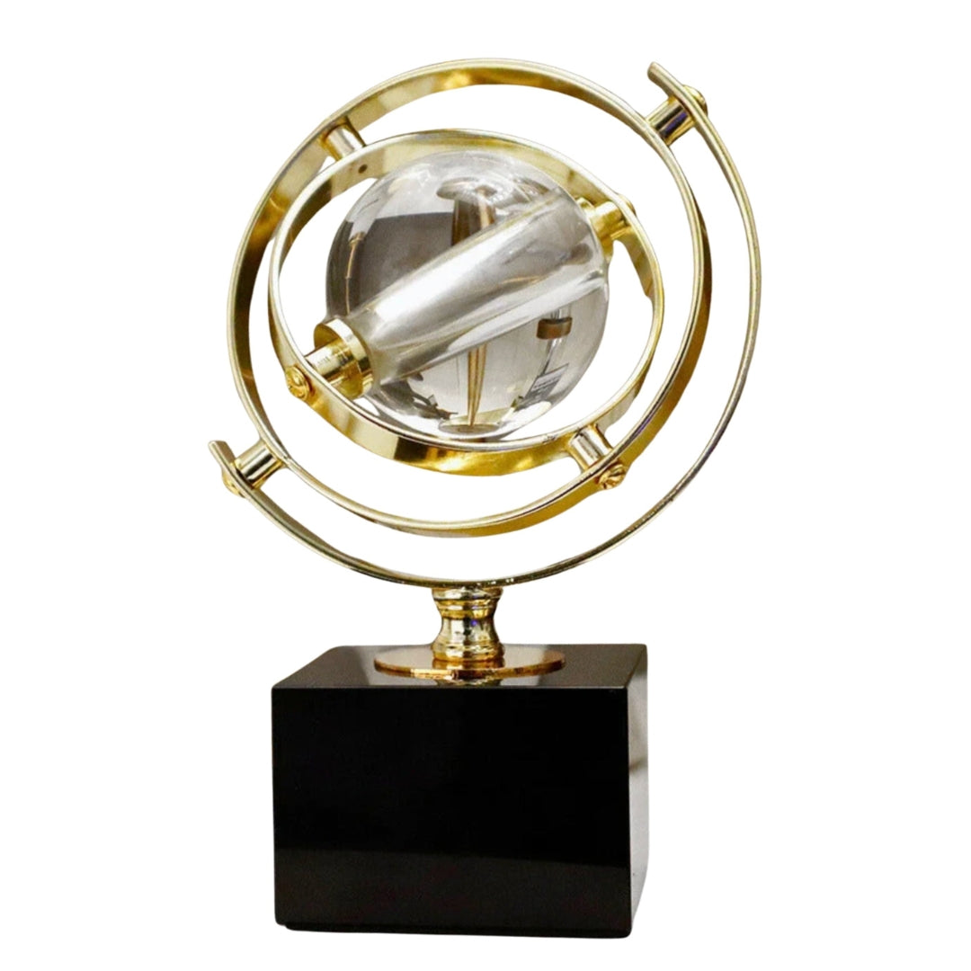 Small Globe Shape Crystal Ball On Marble Base 17cm Ivan