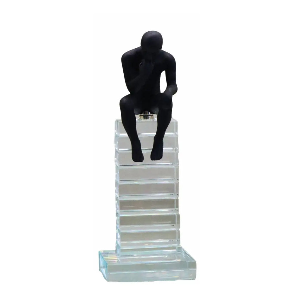 Small 24cm Crystal Staircase Thinking Man Ornament Ivan