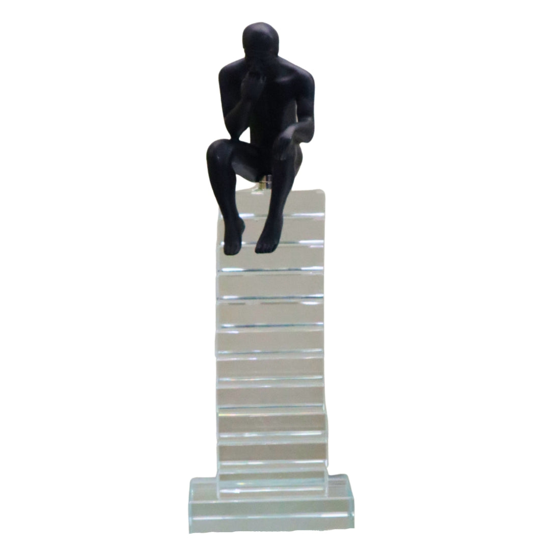 Crystal Staircase Thinking Man Ornament Large 27cm Ivan