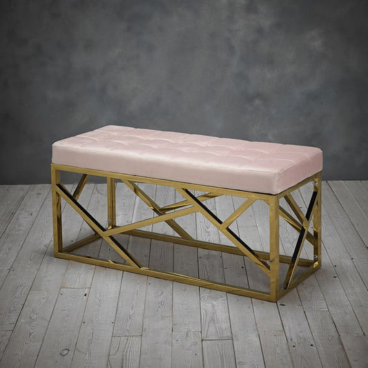 Renata Geometric Style Pink Bench Home Store Living