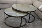 Belgravia Coffee Tables – Set of 2 Gold Frame Faux Shagreen Accent Tables Kevin Simba