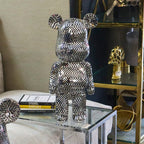 Richmond Interiors Art Deco Black & Chrome Mosaic Standing Bear 50cm