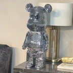 Richmond Interiors Medium Art Deco Black & Chrome Mosaic Standing Bear 50cm