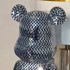 Richmond Interiors Medium Art Deco Black & Chrome Mosaic Standing Bear 50cm