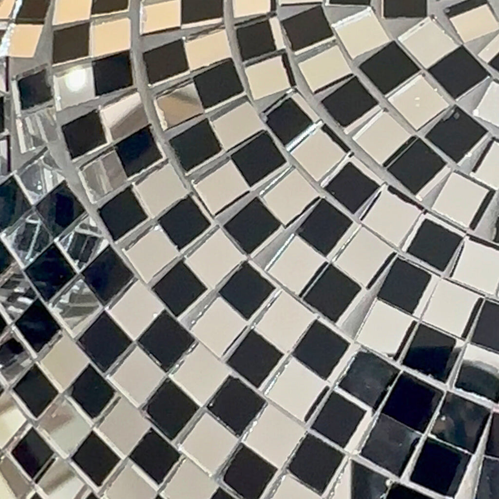 Richmond Interiors Large Art Deco Black & Chrome Mosaic Standing Bear 80cm