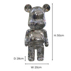 Richmond Interiors Medium Art Deco Black & Chrome Mosaic Standing Bear 50cm