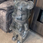 Richmond Interiors Large Art Deco Black & Chrome Mosaic Standing Bear 80cm