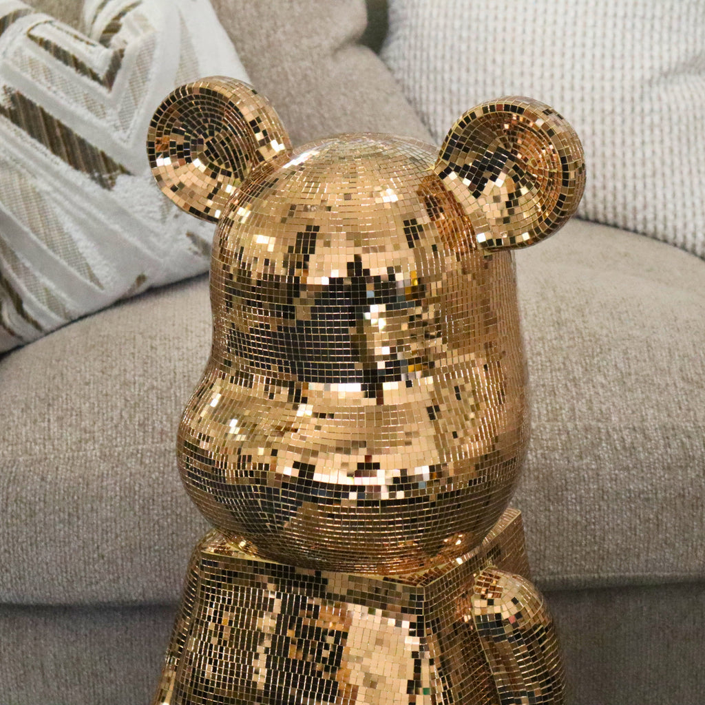 Richmond Interiors Large Art Deco Rose Gold Mosaic Standing Bear 80cm