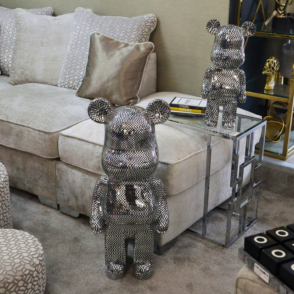 Richmond Interiors Art Deco Chrome Mosaic Standing Bear 80cm