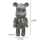 Richmond Interiors Large Art Deco Black & Chrome Mosaic Standing Bear 80cm