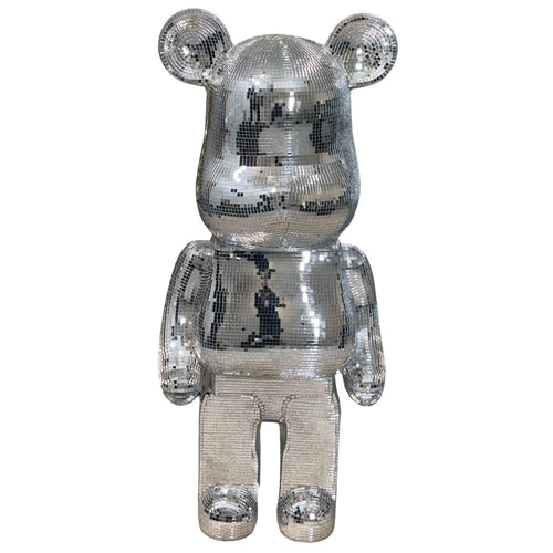 Large 80cm Art Deco Chrome Mosaic Standing Bear Ivan