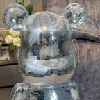 Richmond Interiors Large Art Deco Chrome Mosaic Standing Bear 80cm