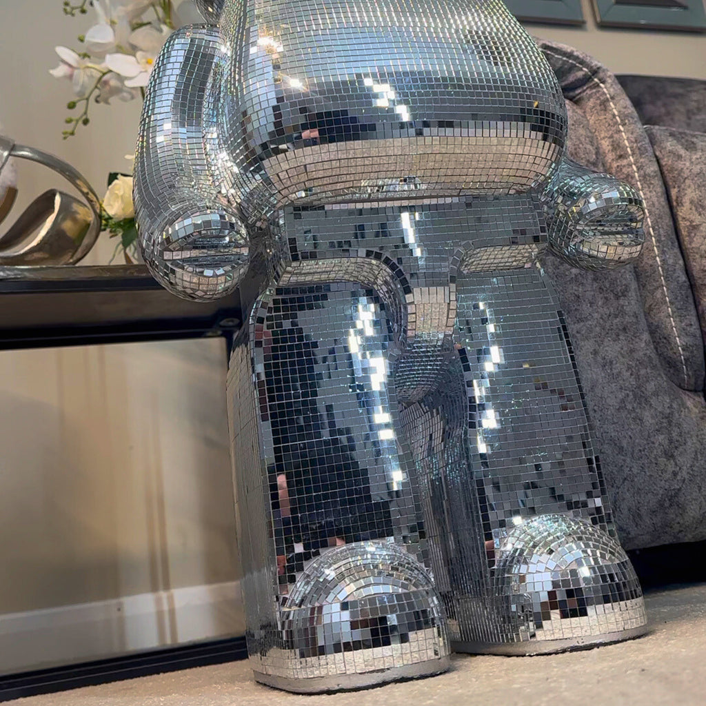 Richmond Interiors Large Art Deco Chrome Mosaic Standing Bear 80cm