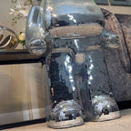 Richmond Interiors Large Art Deco Chrome Mosaic Standing Bear 80cm