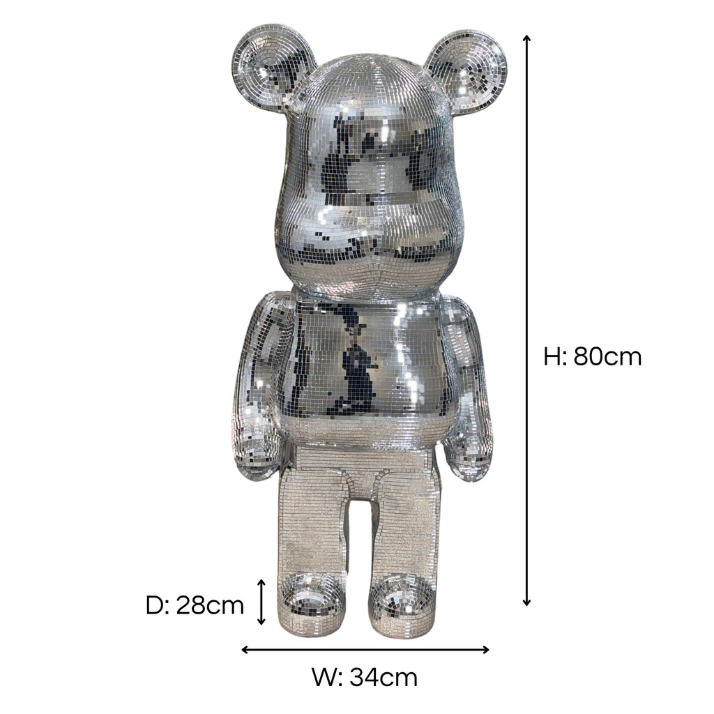 Richmond Interiors Large Art Deco Chrome Mosaic Standing Bear 80cm