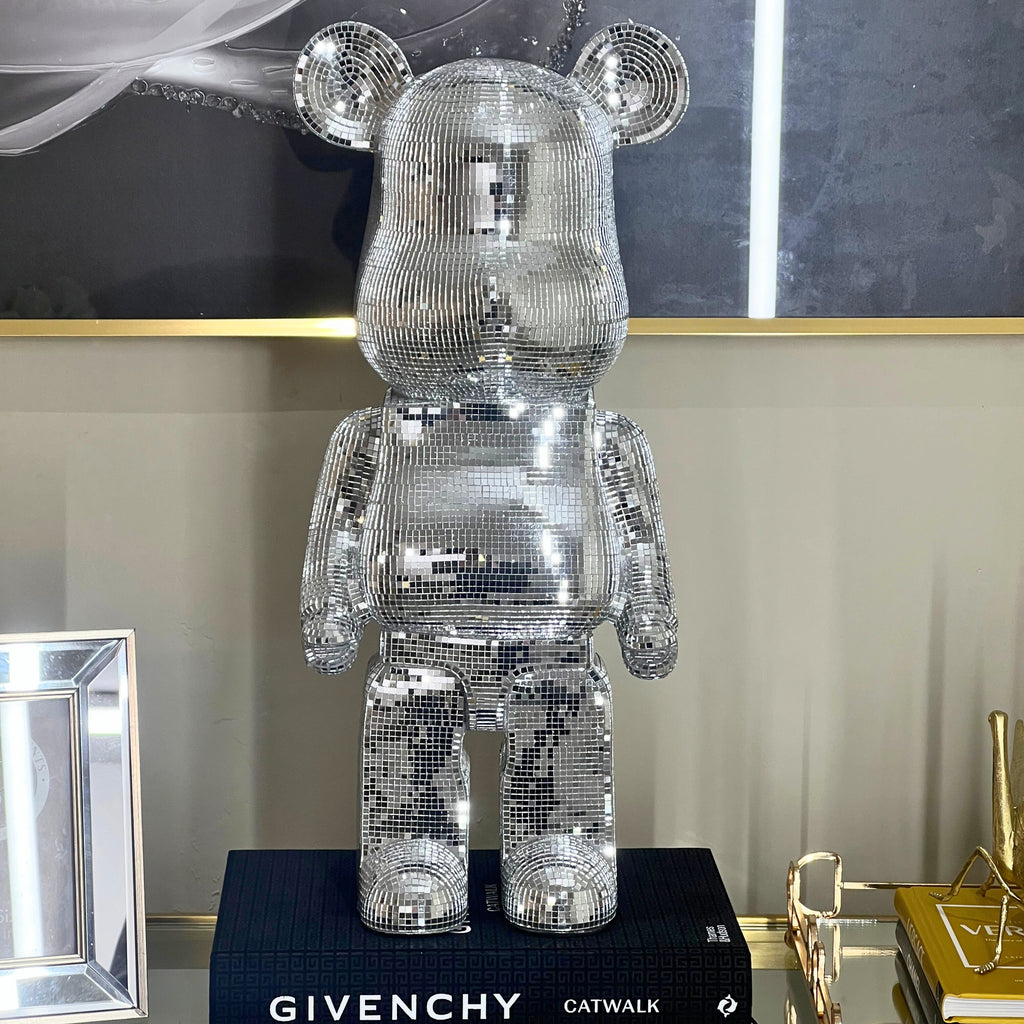 Richmond Interiors Art Deco Chrome Mosaic Standing Bear 50cm