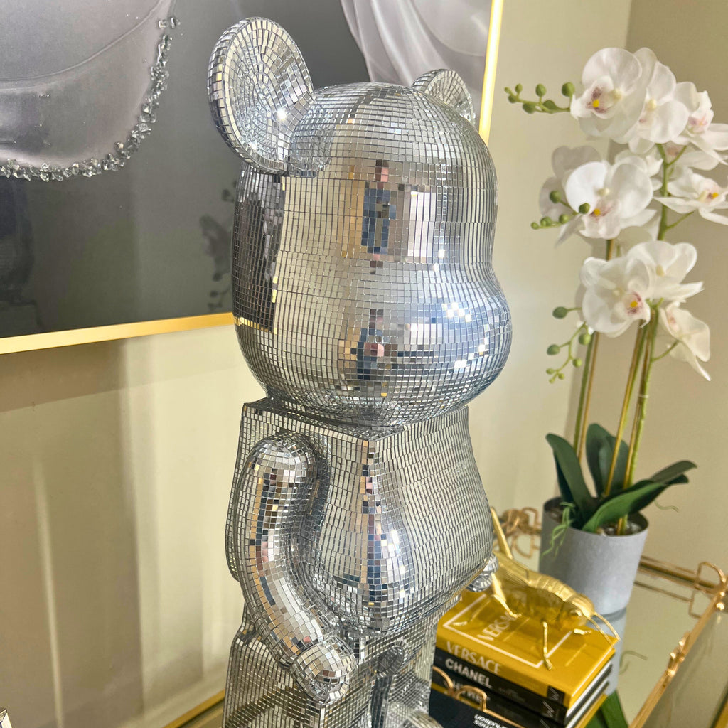 Richmond Interiors Art Deco Chrome Mosaic Standing Bear 50cm