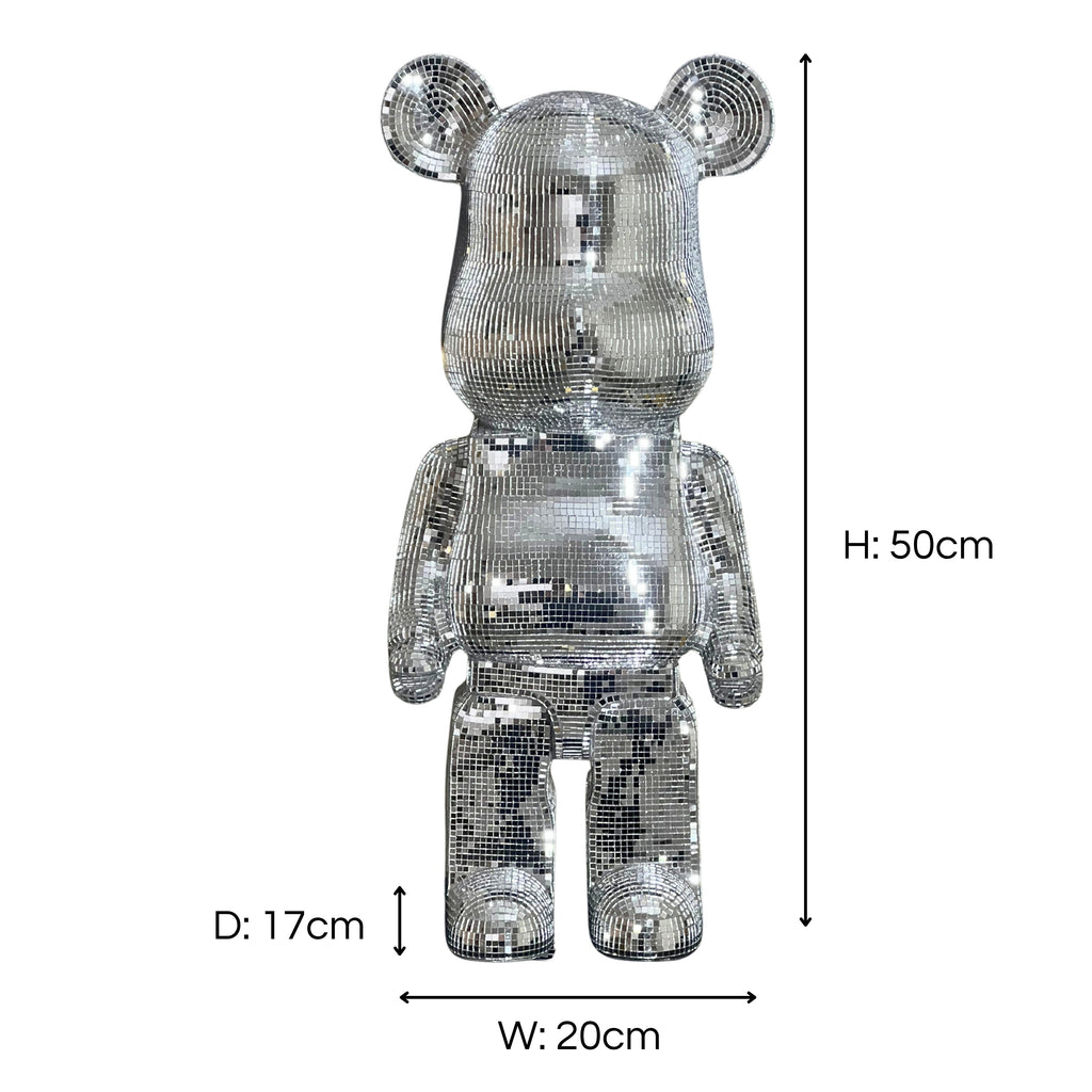 Richmond Interiors Art Deco Chrome Mosaic Standing Bear 50cm