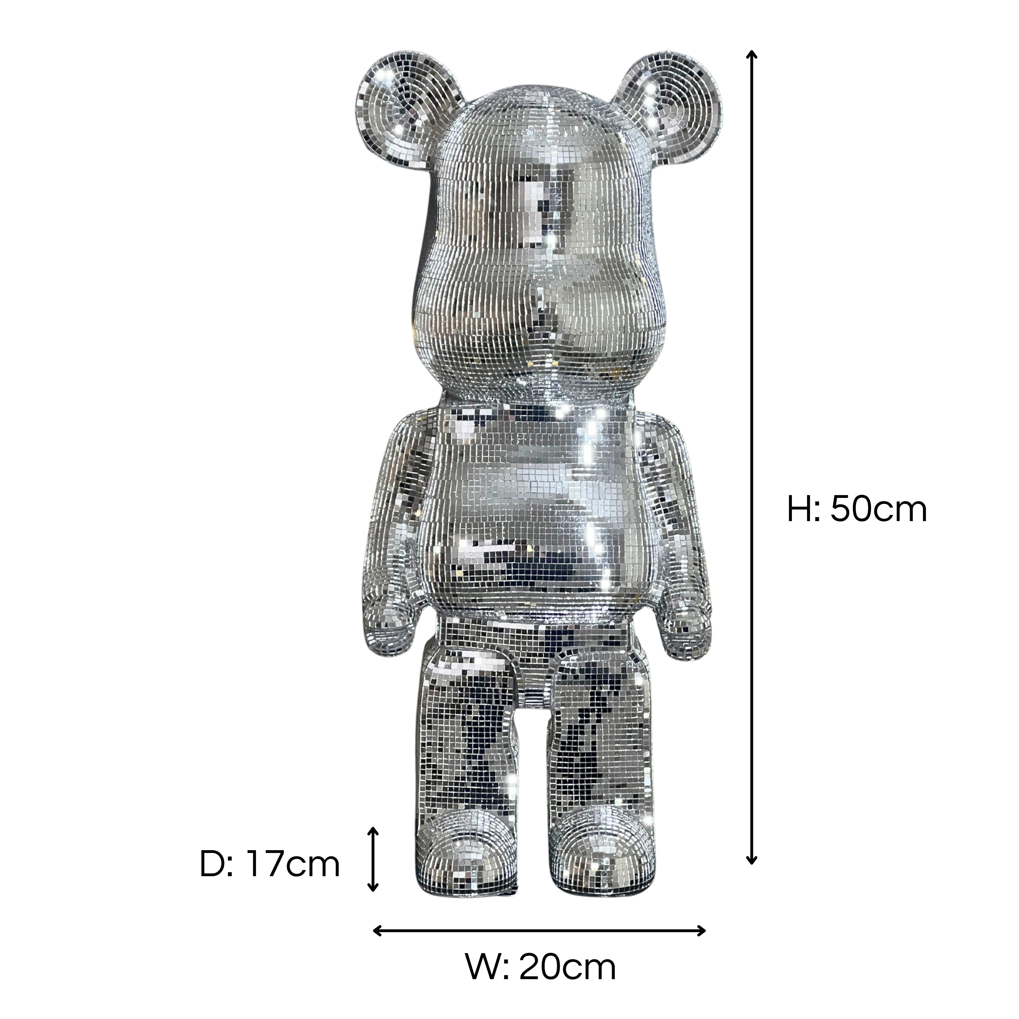 Richmond Interiors Art Deco Chrome Mosaic Standing Bear 50cm