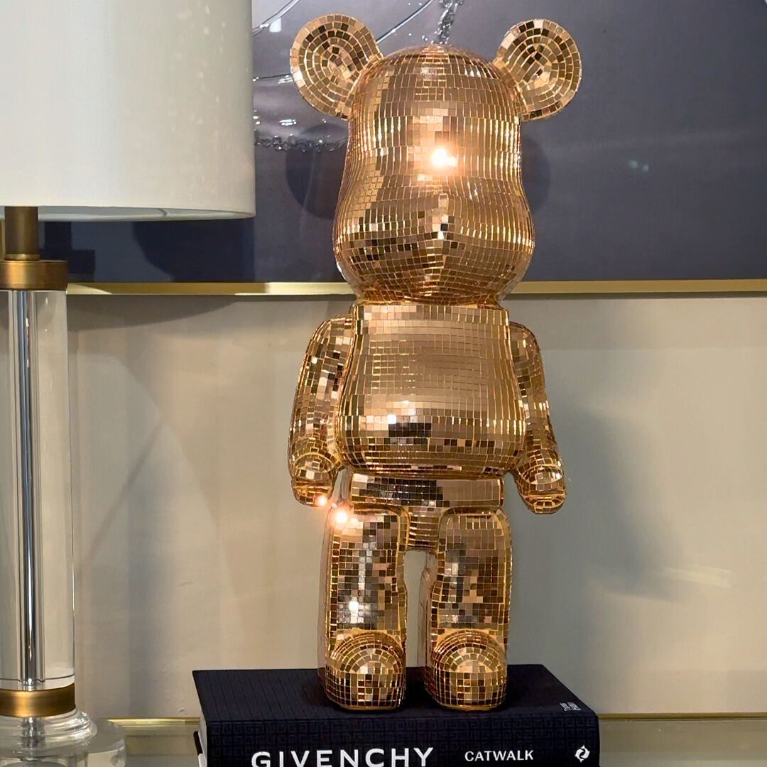 Richmond Interiors Art Deco Rose Gold Mosaic Standing Bear 50cm