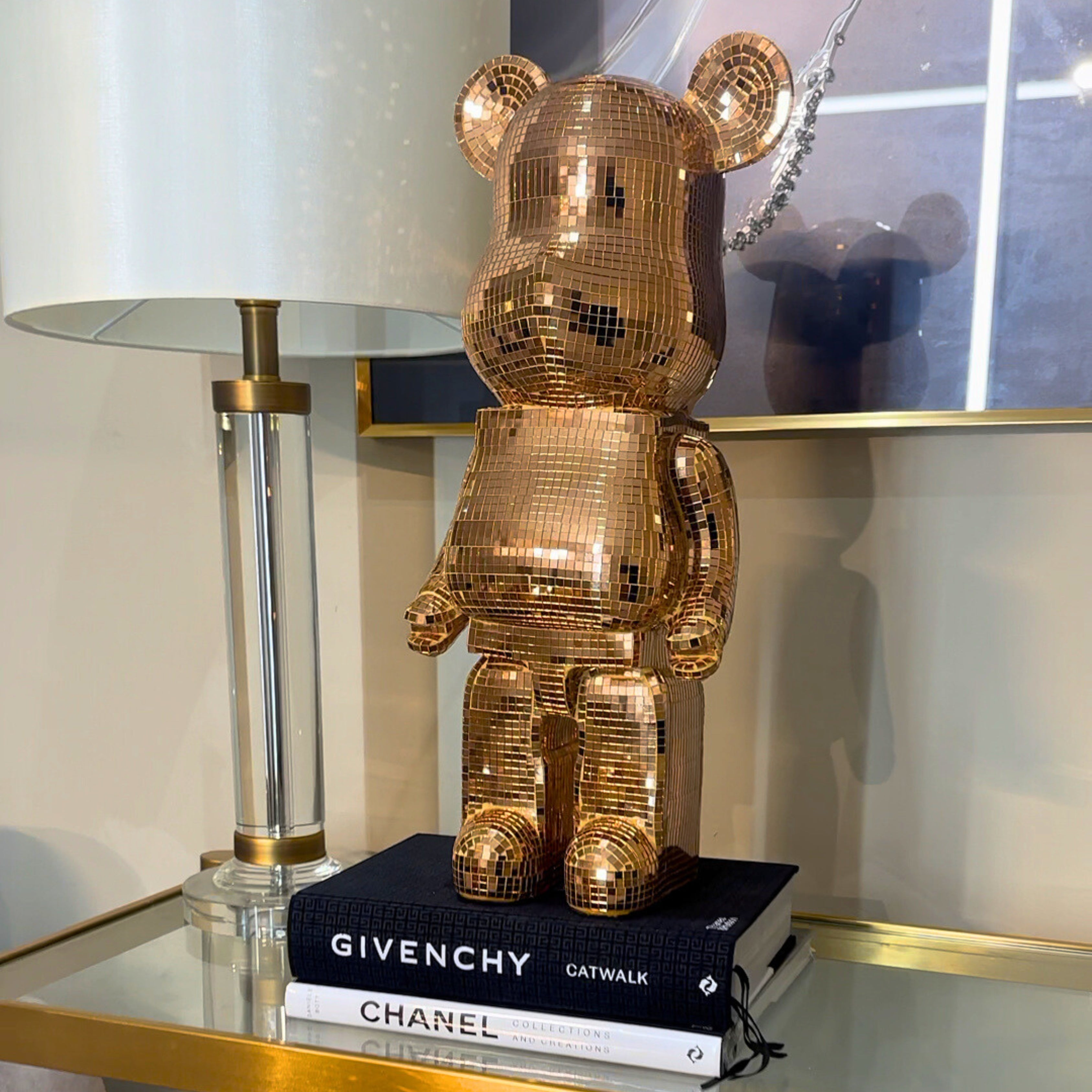 Richmond Interiors Art Deco Rose Gold Mosaic Standing Bear 50cm